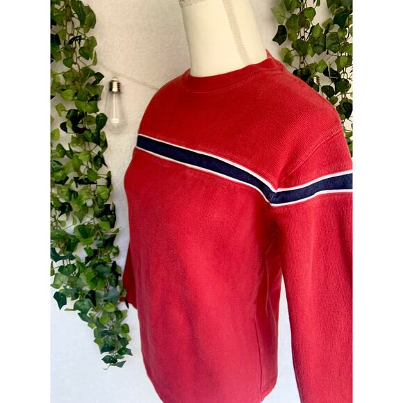Old Navy Red Navy White Stripe Cotton Sweater Long sleeve Top Kids 12 Women's XS - Picture 6 of 8